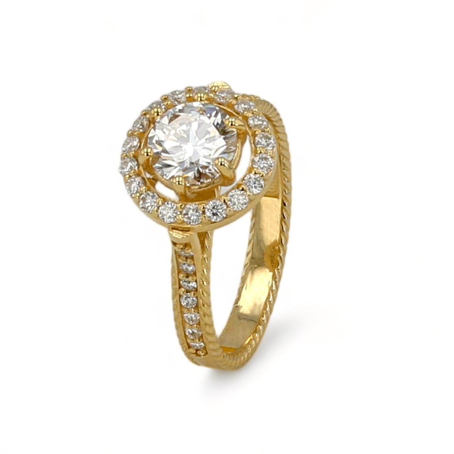 14K Yellow gold 1CT diamond halo ring