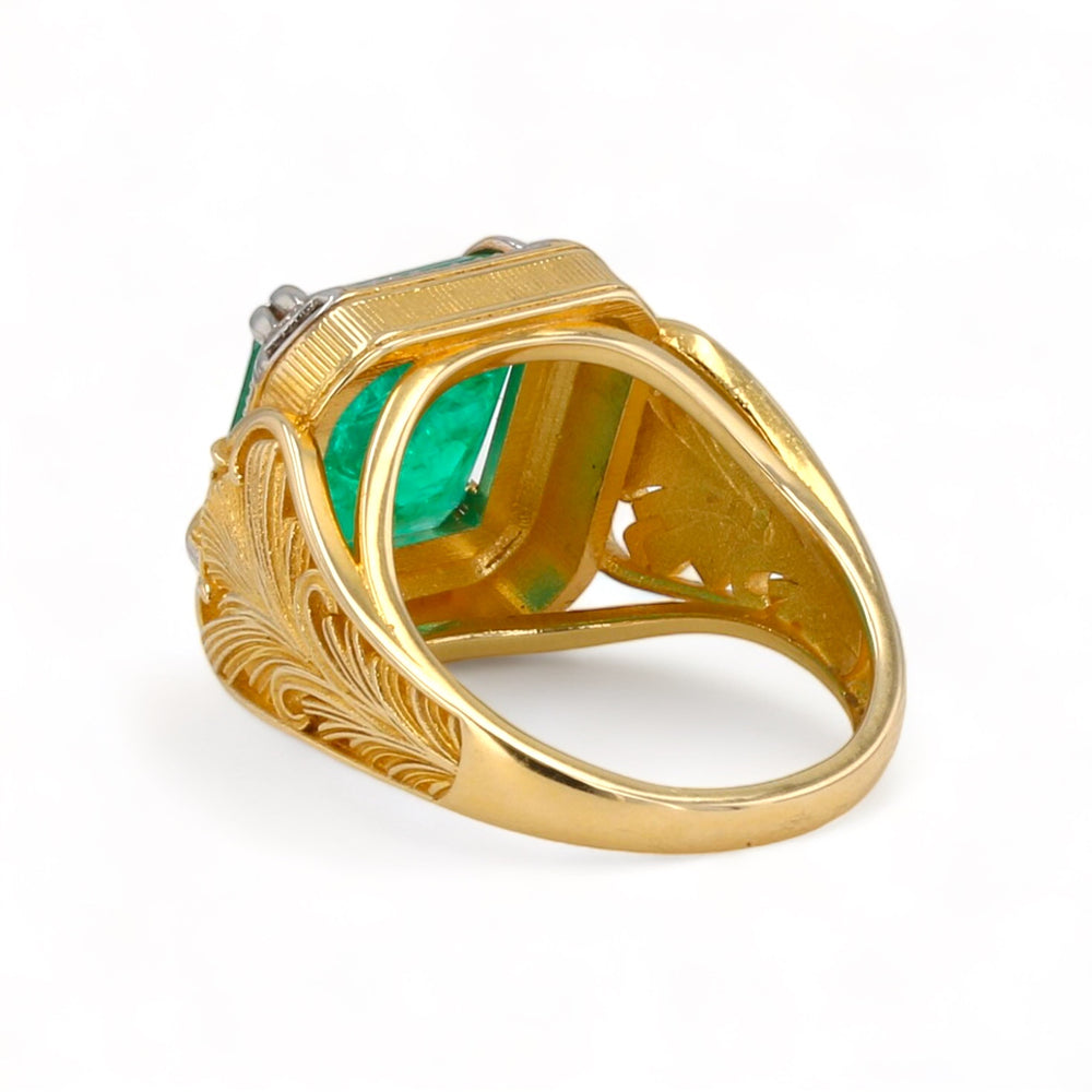 
                  
                    14K Yellow Gold Solid Floral 13*13 Emerald Ring (Special Order)
                  
                