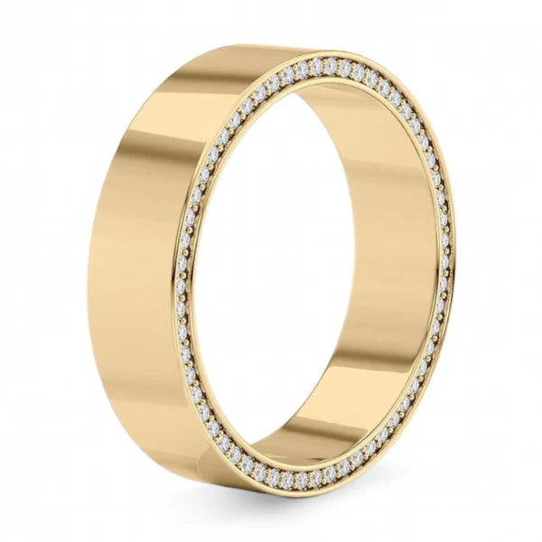 14k White and Yellow Gold Mens Wedding Diamond Band