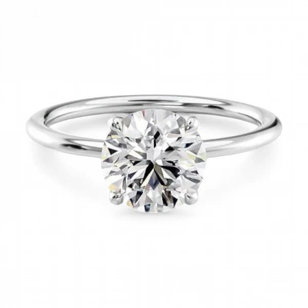 14k White Gold Solitaire Round Ring