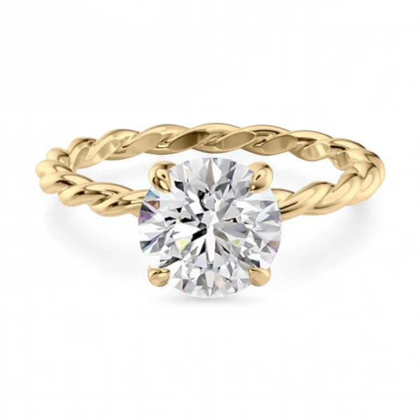 14k Yellow Gold Forrest Solitaire Round Diamond Ring