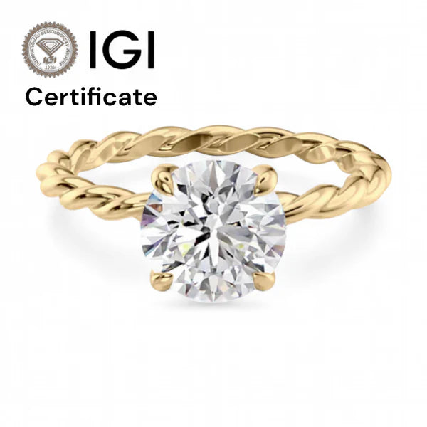 14k Yellow Gold Forrest Solitaire Round Diamond Ring