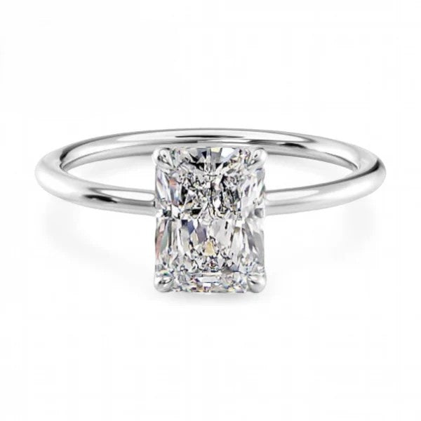 14k White Gold Solitaire Radiant Diamond Ring