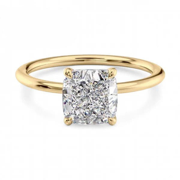 14k Yellow Gold Solitaire Cushion Diamond ring