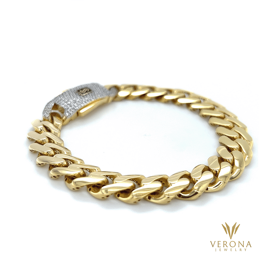 14K Gold Monaco 11mm x 8.25inch Bracelet