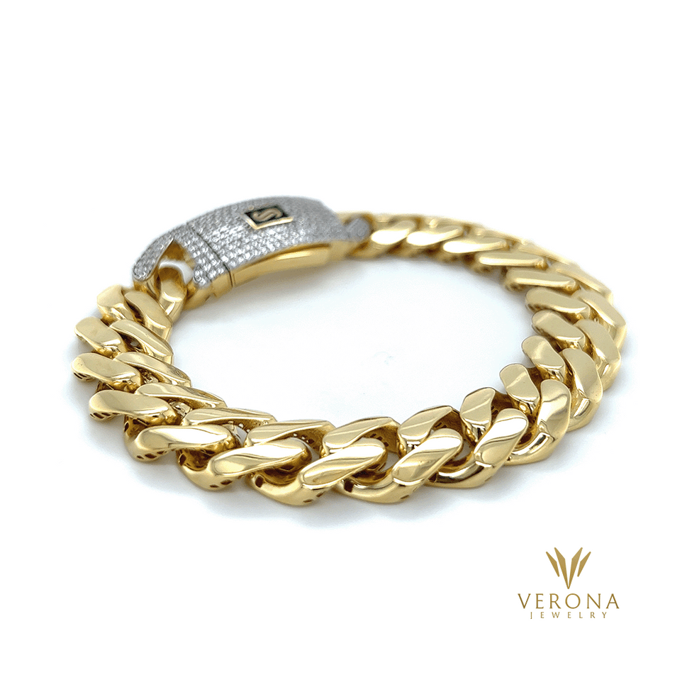 14K Gold Monaco 13mm x 8.25inch Bracelet