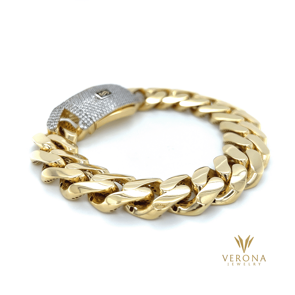 14K Gold Monaco 15mm x 8.5inch Bracelet