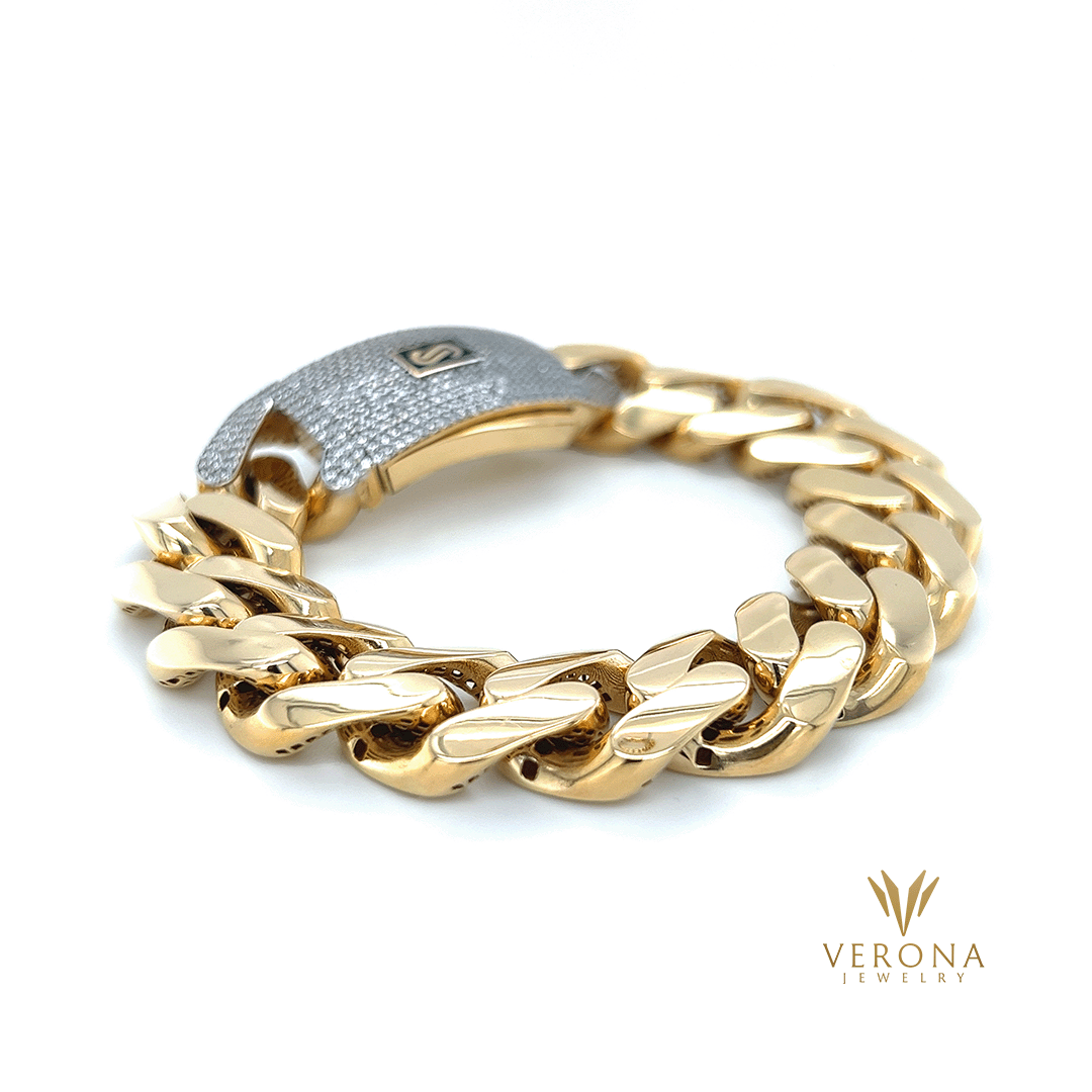 14K Gold Monaco 17mm x 8inch Bracelet