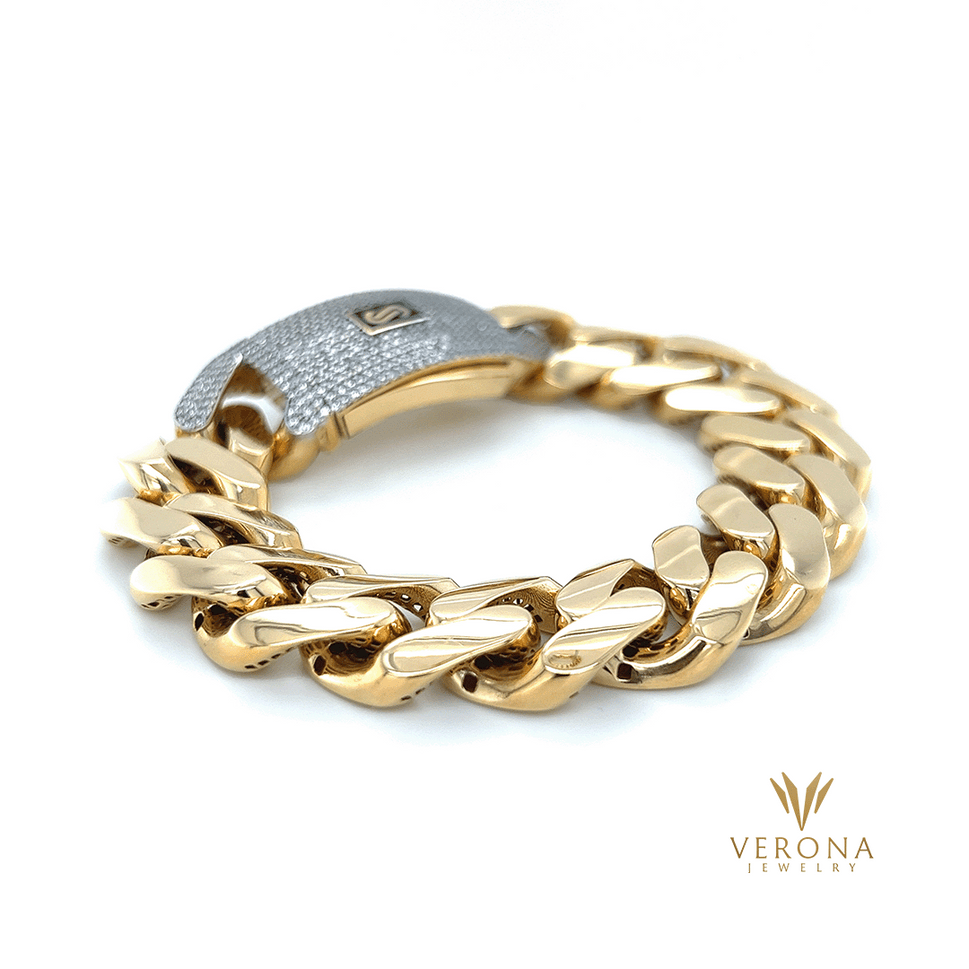 14K Gold Monaco 17mm x 8inch Bracelet