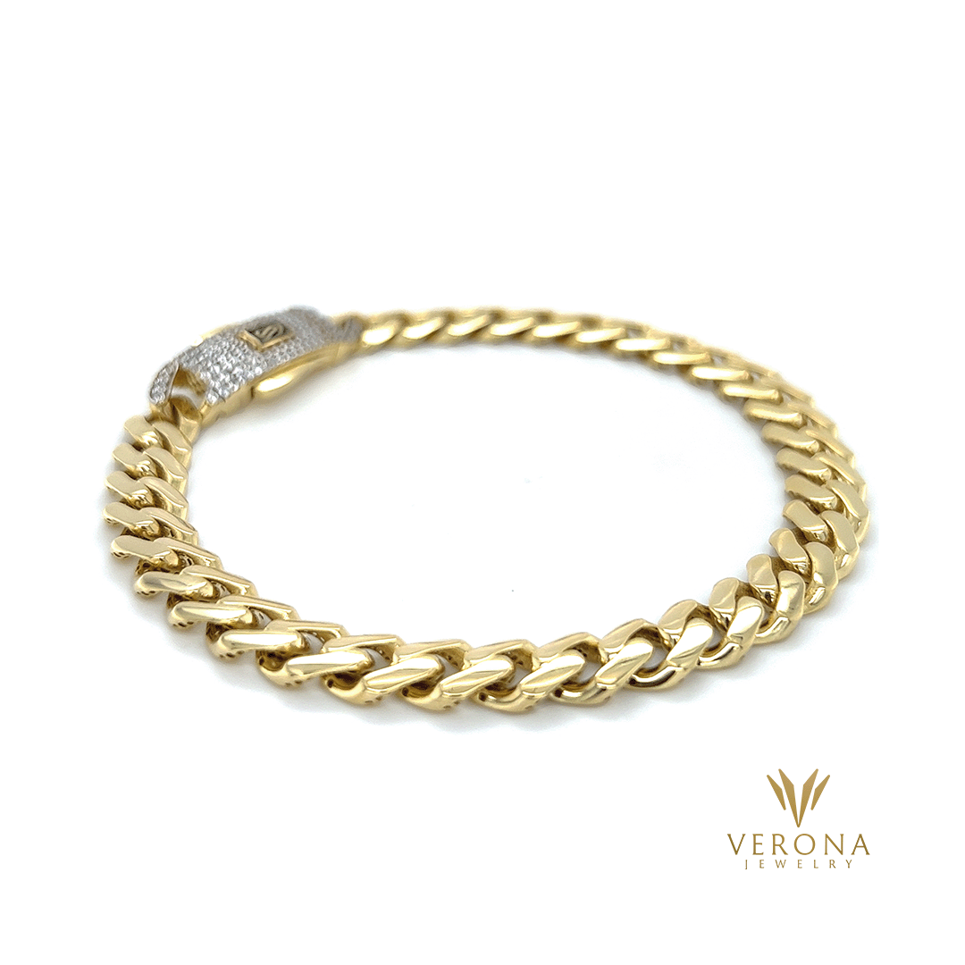 10Kt Gold Monaco 8mm x 8inch Bracelet