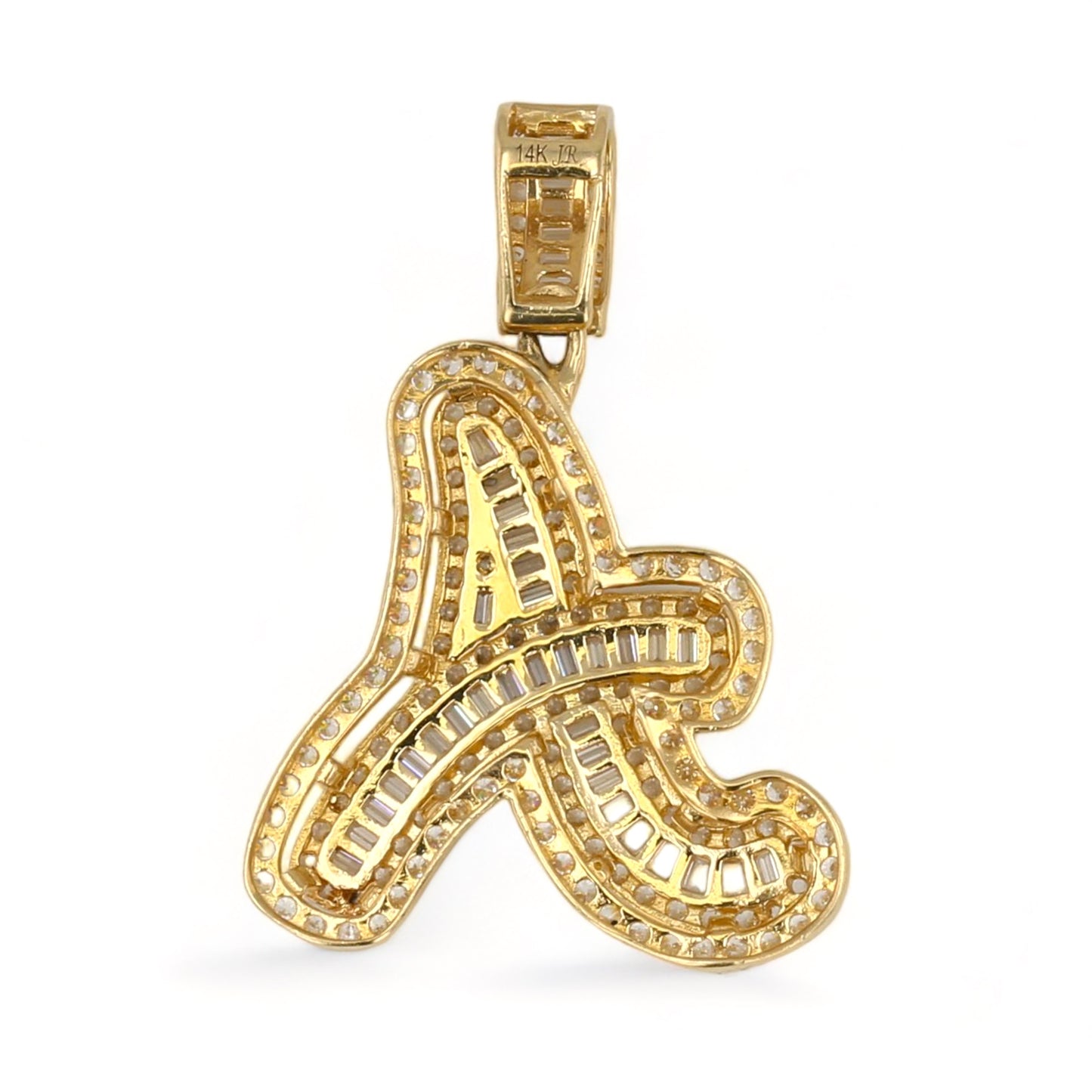 14K Yellow gold letter baguette pendant