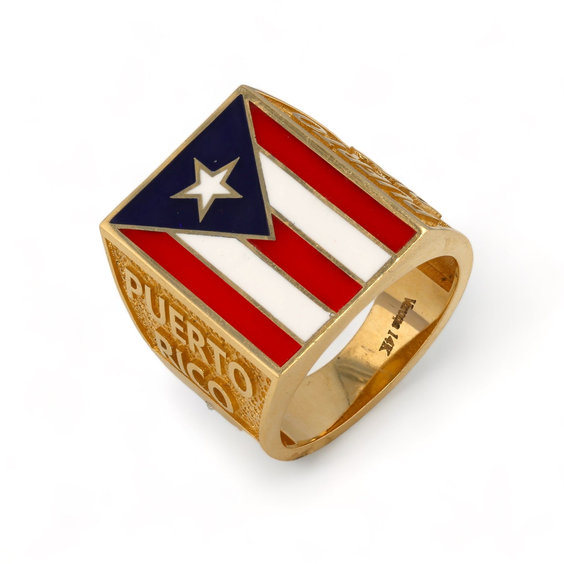 14K Gold ring flag of puerto rico