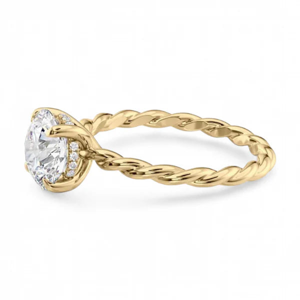 14k Yellow Gold Forrest Solitaire Round Diamond Ring