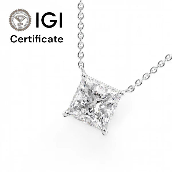 Platinum Princess Cut Diamond Necklace