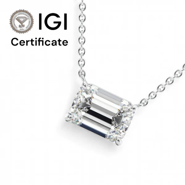 Platinum Emerald Cut Diamond Necklace