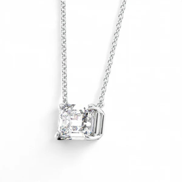 Platinum Emerald Cut Diamond Necklace