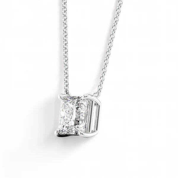 Platinum Princess Cut Diamond Necklace