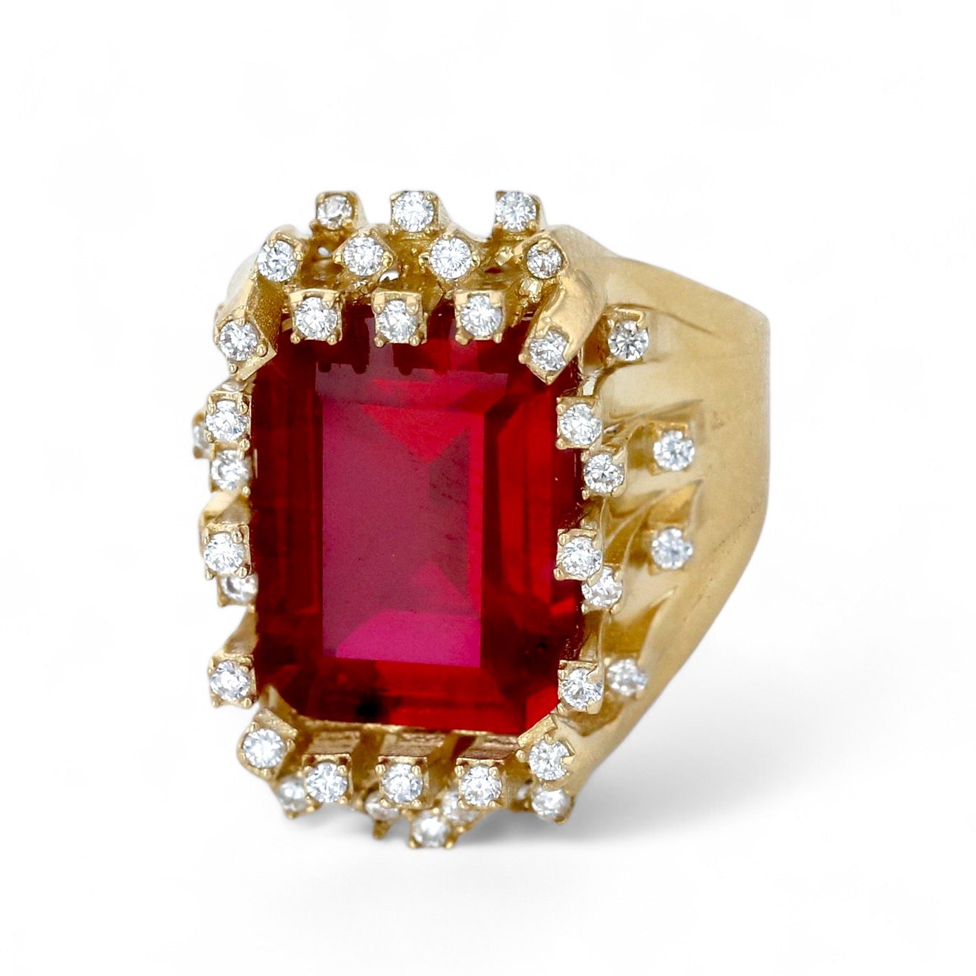 14K Yellow Gold Cleopatra Ring with Ruby