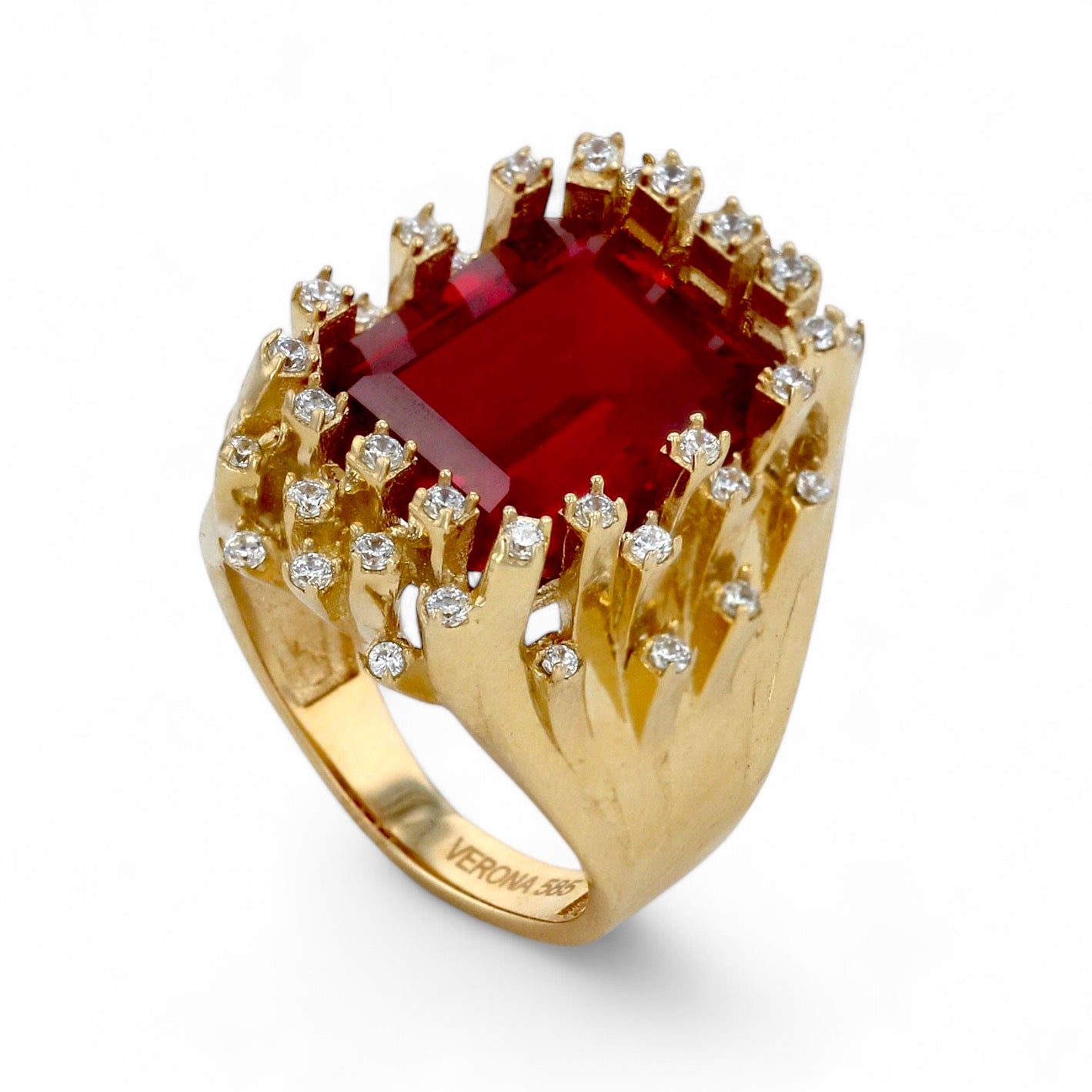 14K Yellow Gold Cleopatra Ring with Ruby