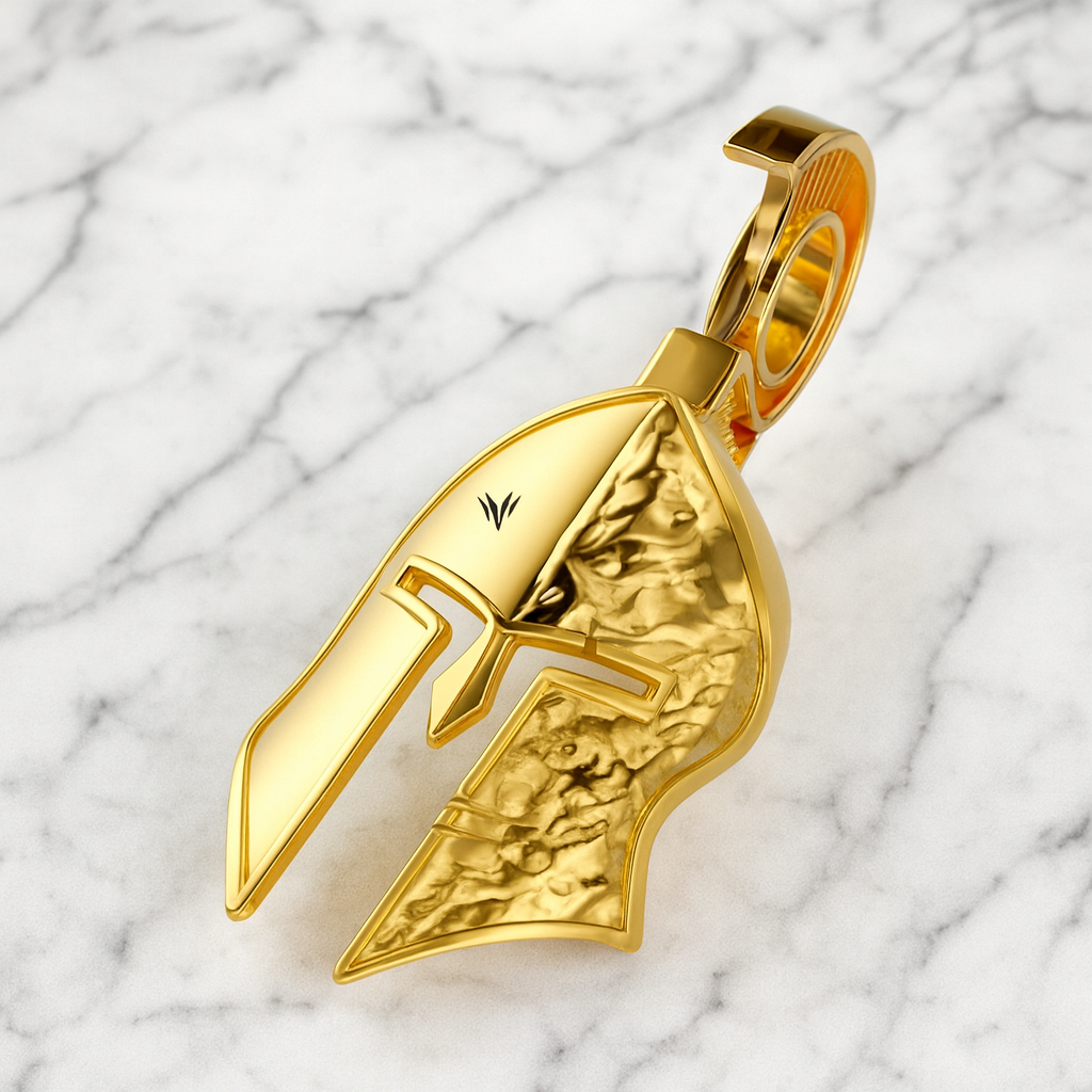Solid Gold Sparta  Helmet Pendant