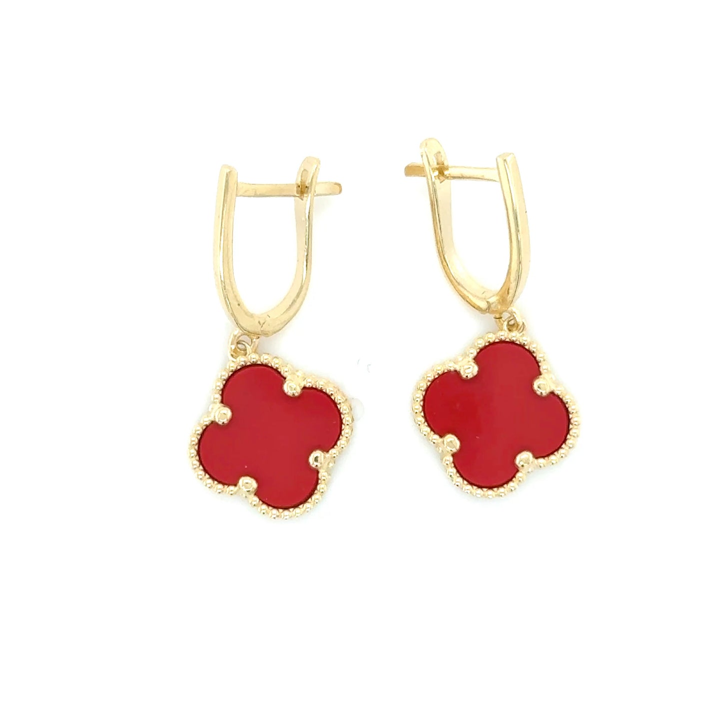 14K Yellow Gold Clover Earring