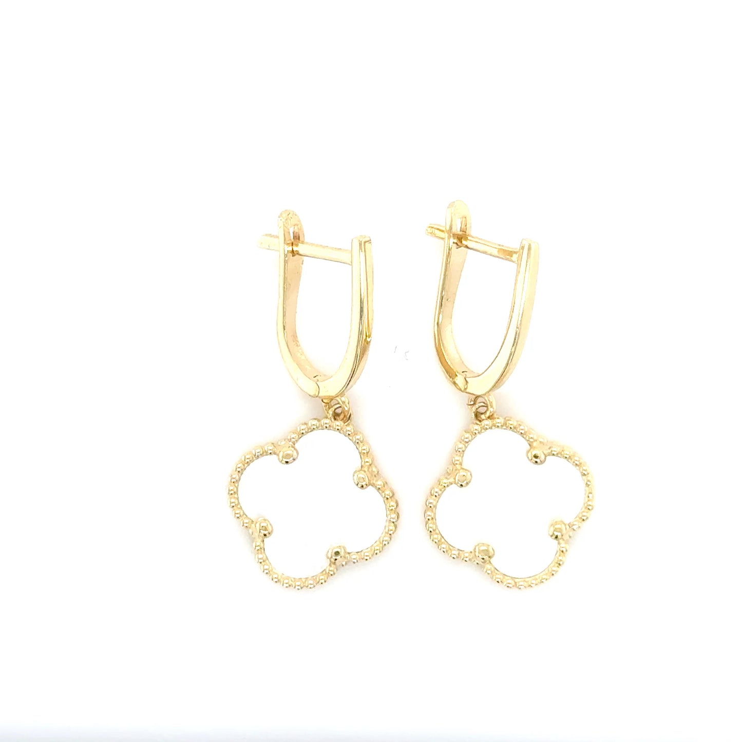 14K Yellow Gold Clover Earring