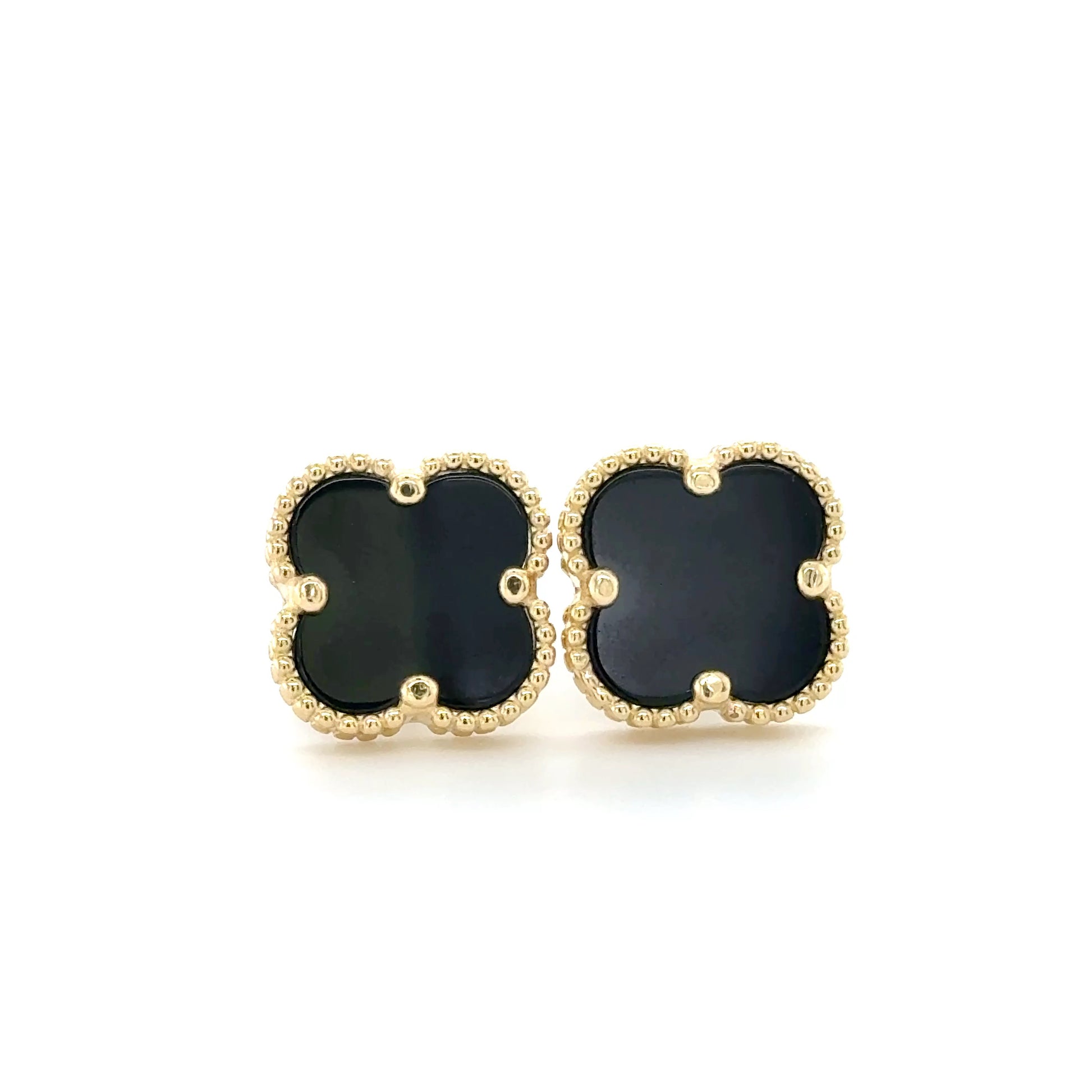 14K Yellow Gold Clover Stud Earrings