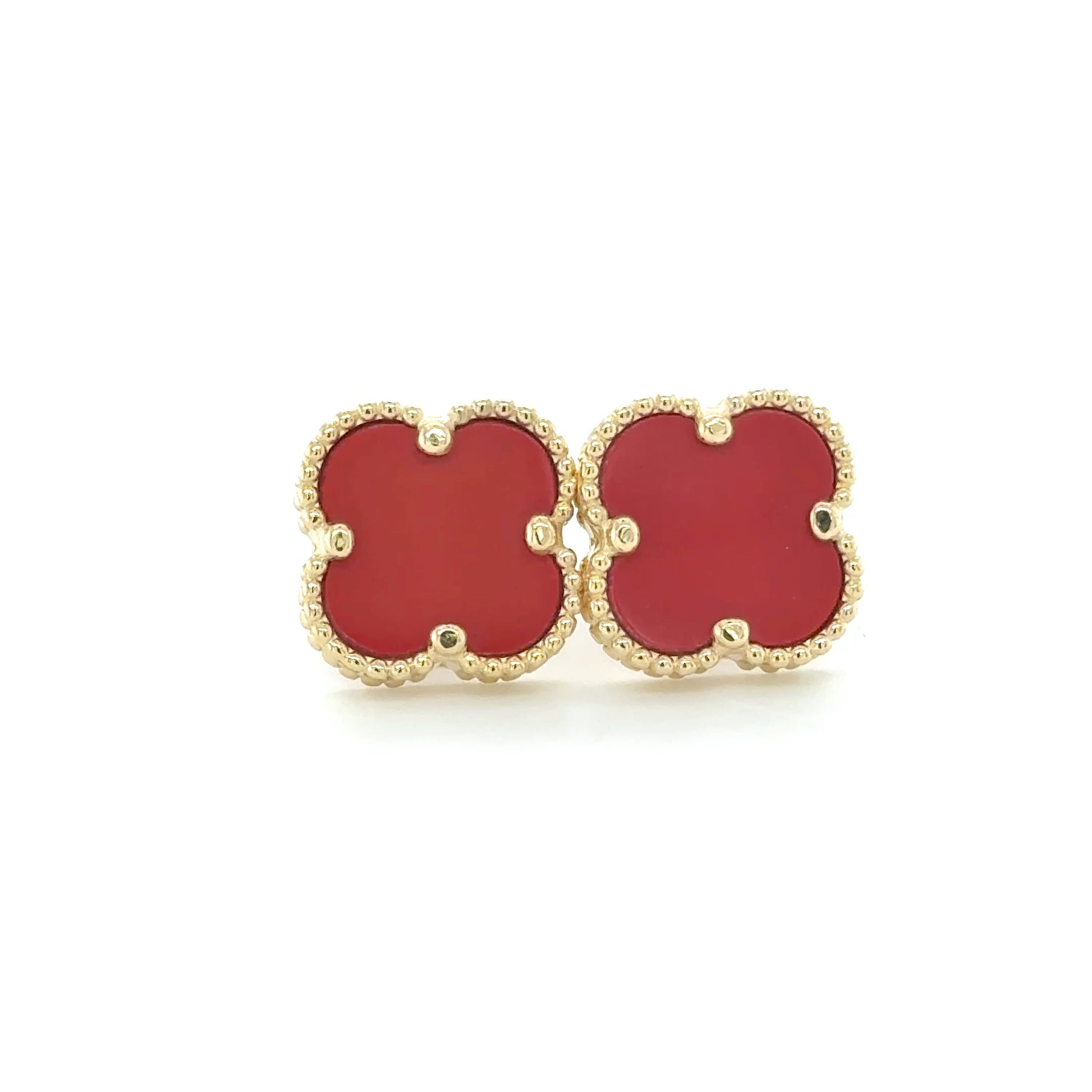 14K Yellow Gold Clover Stud Earrings