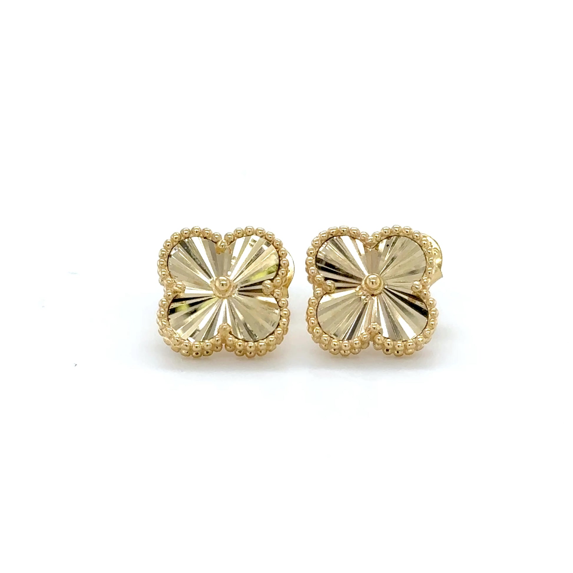 14K Yellow Gold Clover Stud Earrings