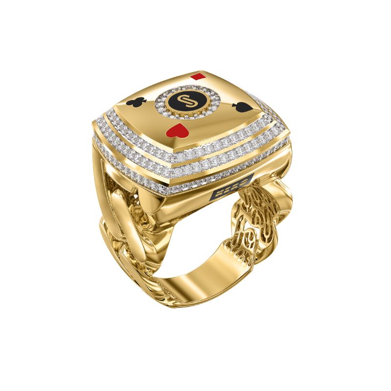 10Kt Yellow Gold White Round Monaco Ring