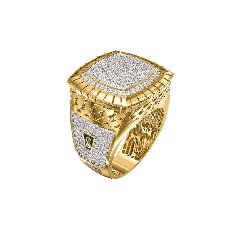 10Kt Yellow Gold White Round Monaco Ring