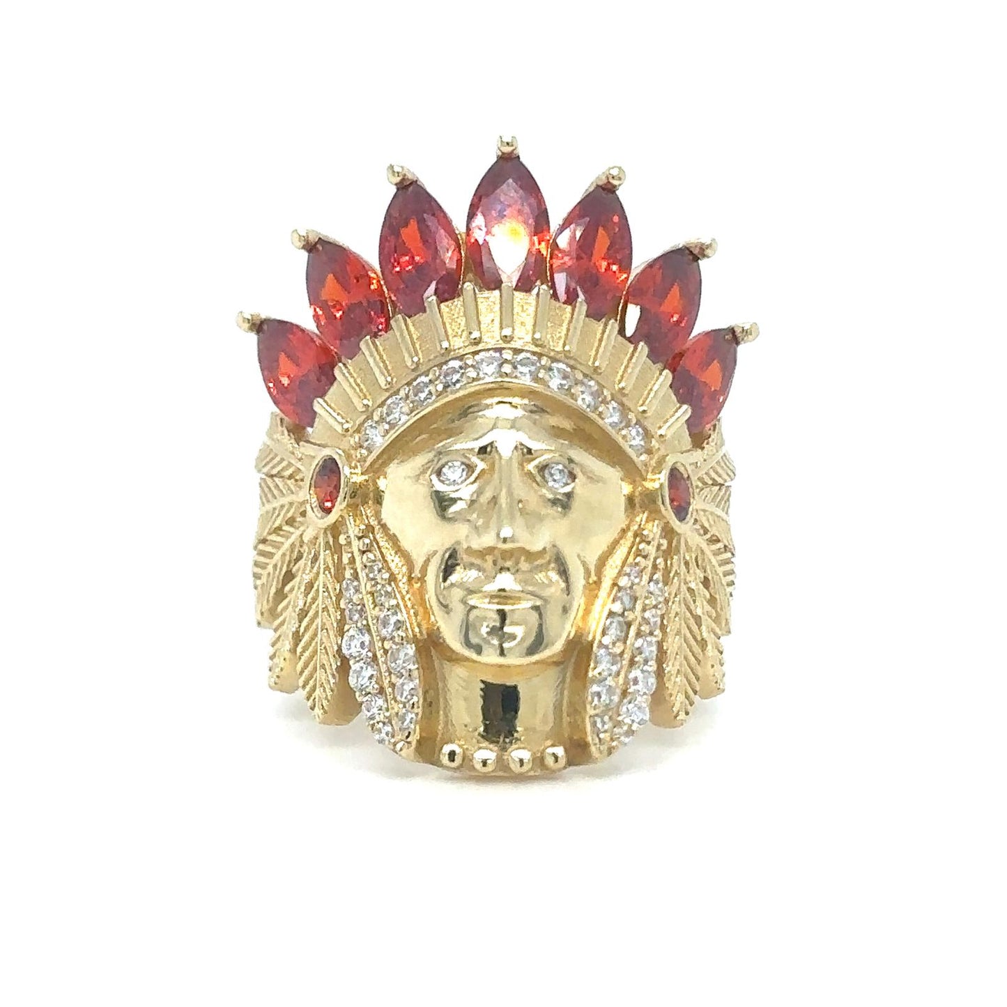 14Kt Gold Ring Red Indian