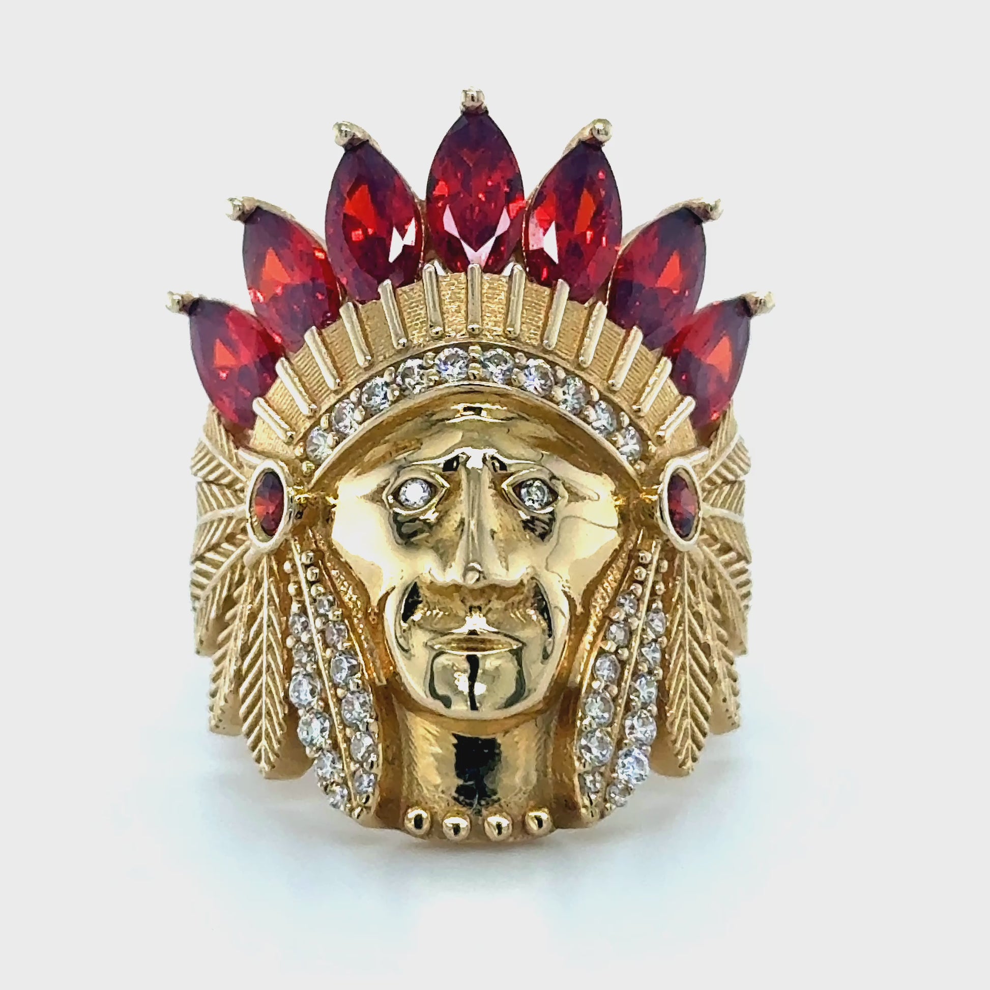 14Kt Gold Ring Red Indian