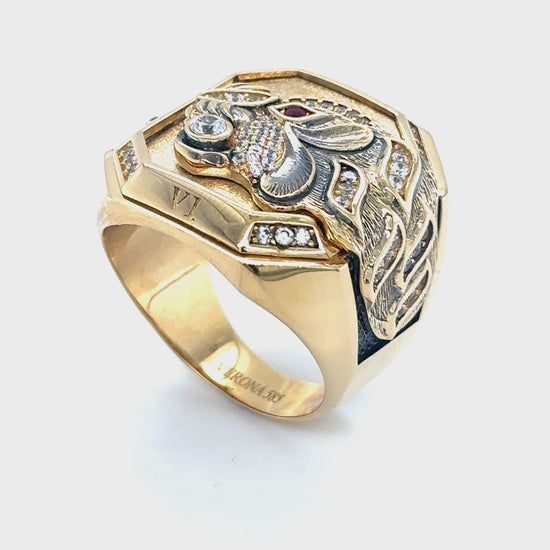 14K Solid Gold Tiger Ring