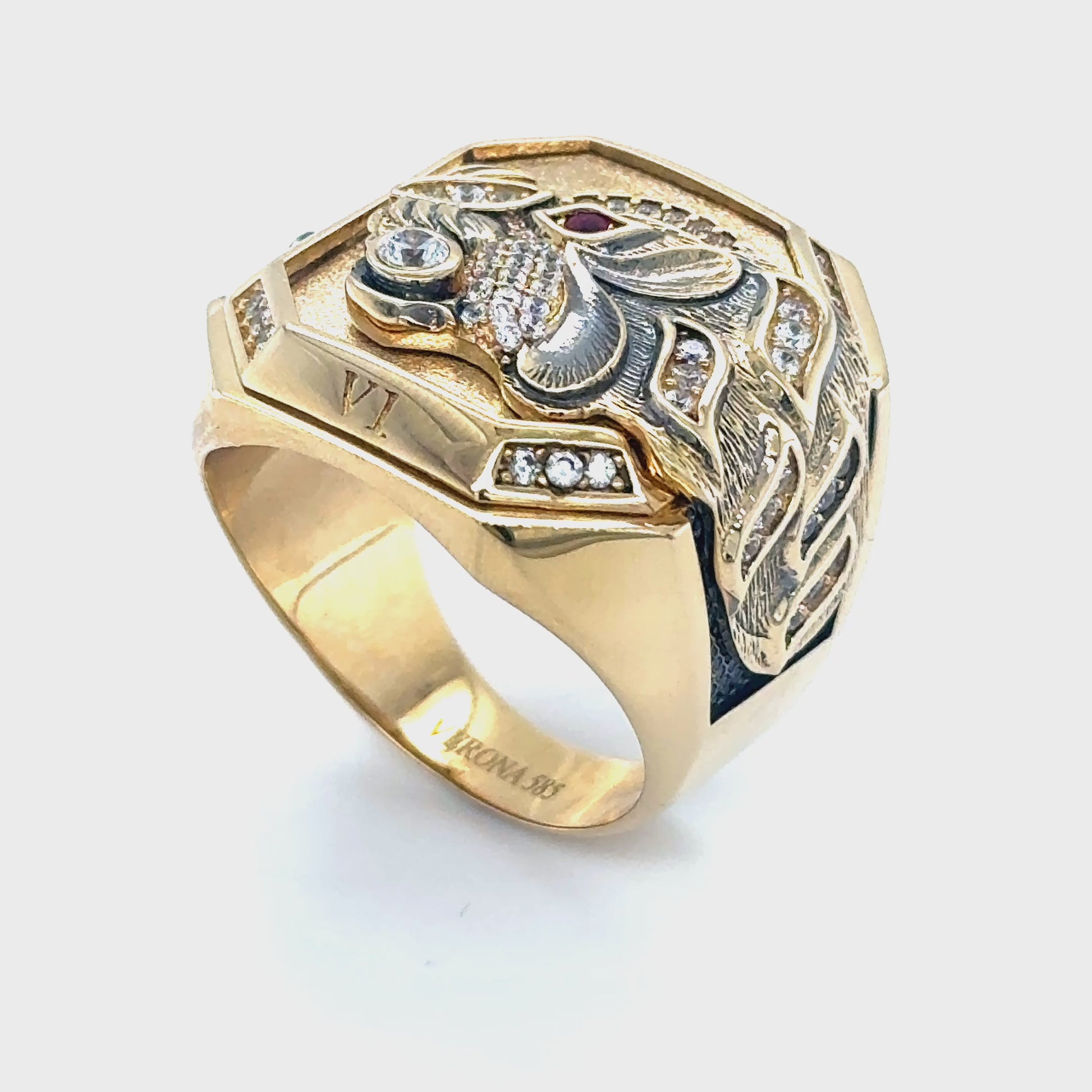 14K Solid Gold Tiger Ring
