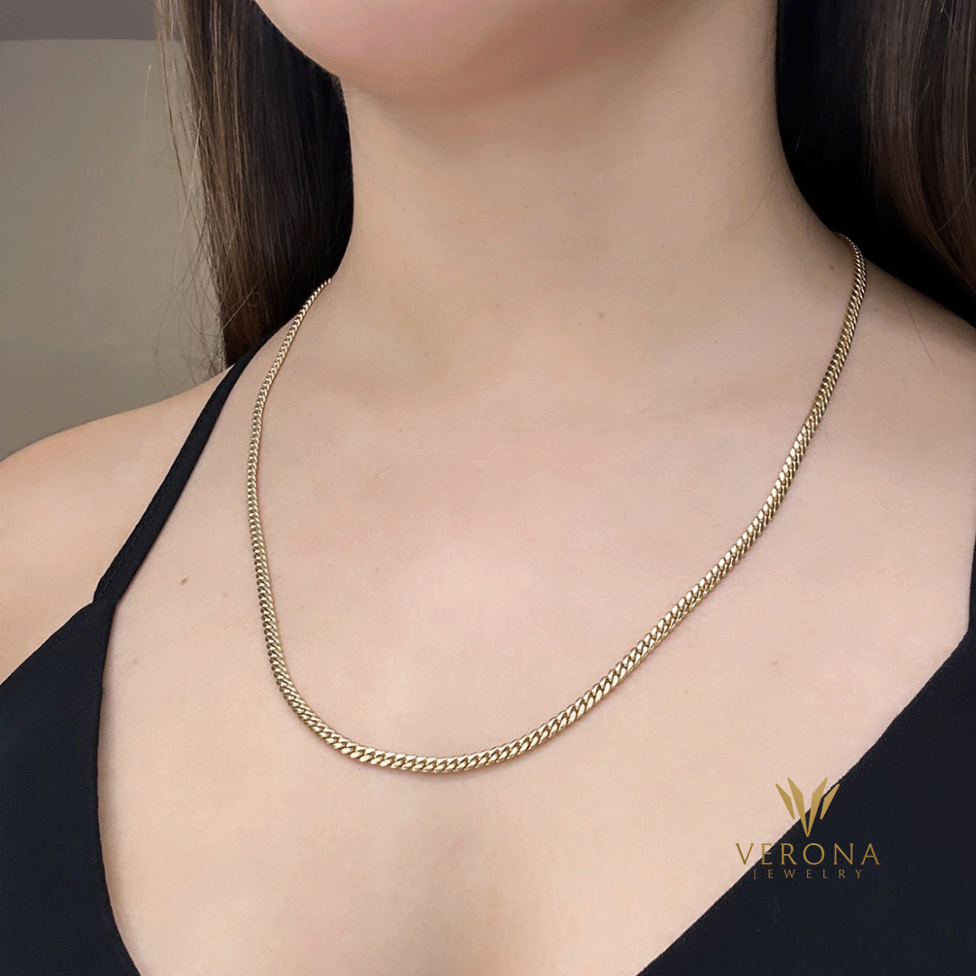 14Kt Gold Solid Cuban 3mm x 22inch Chain