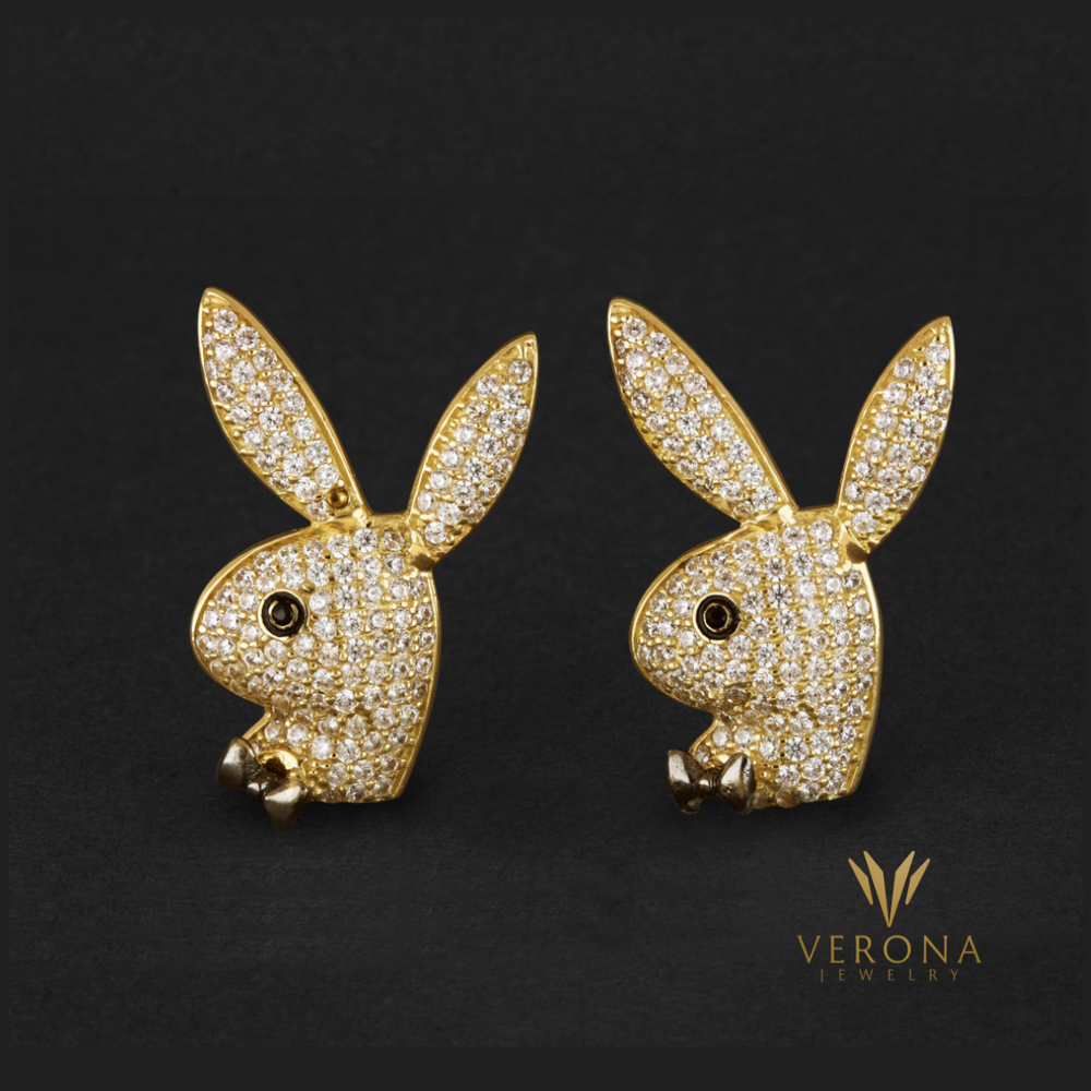 14Kt Gold & Circonium Bunny Earrings