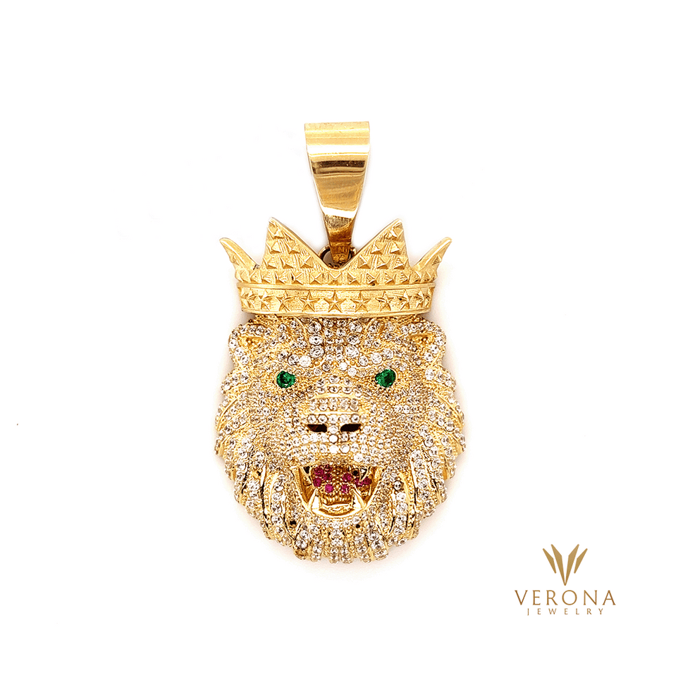 14K Yellow gold lion king pendant