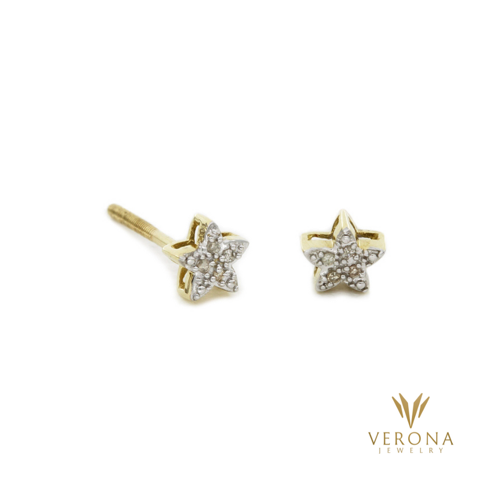 10Kt Gold and Diamond Star Earring