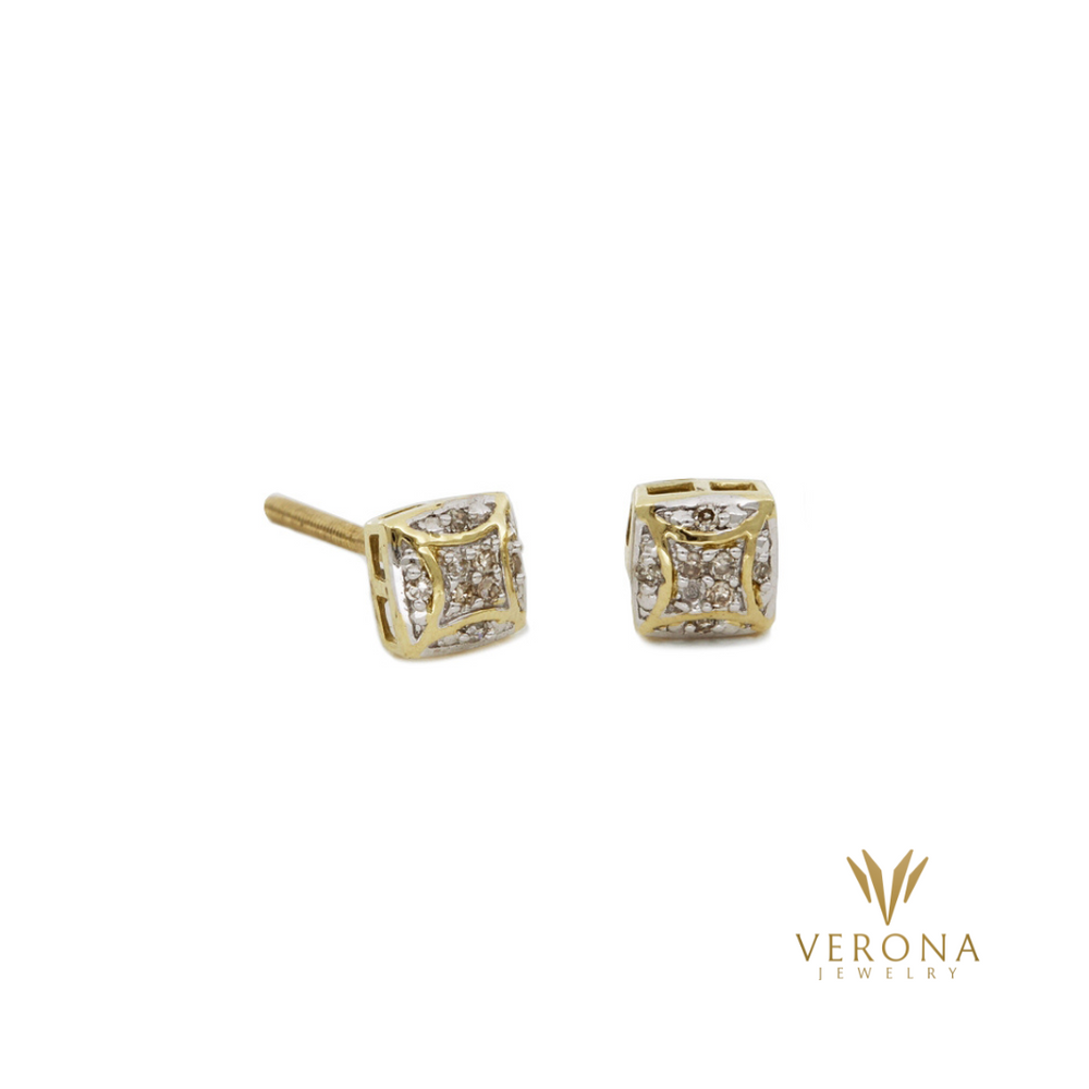 10Kt Gold and Diamond Square Earring