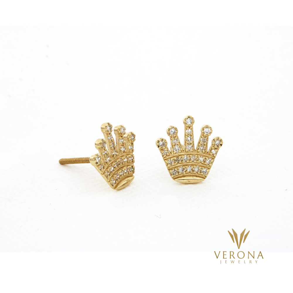14Kt Gold and Diamond Crown Earring