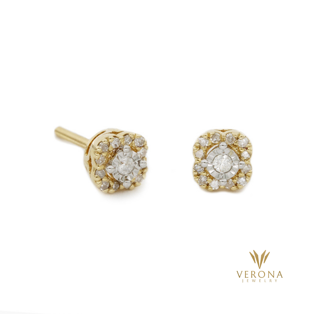 14Kt Gold and Diamond Floral Earring