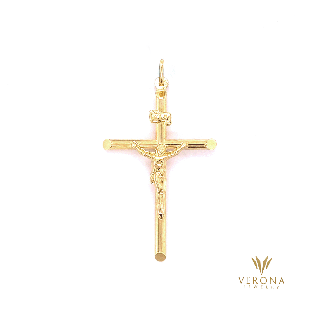 14Kt Gold Cross Jesus Pendant