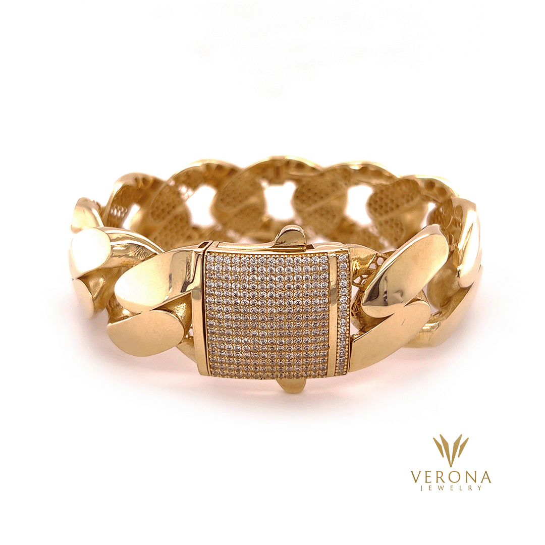 10Kt Gold Cubana Bangle