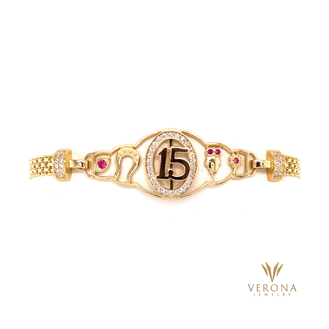 14K Gold Quinceañera Bracelet