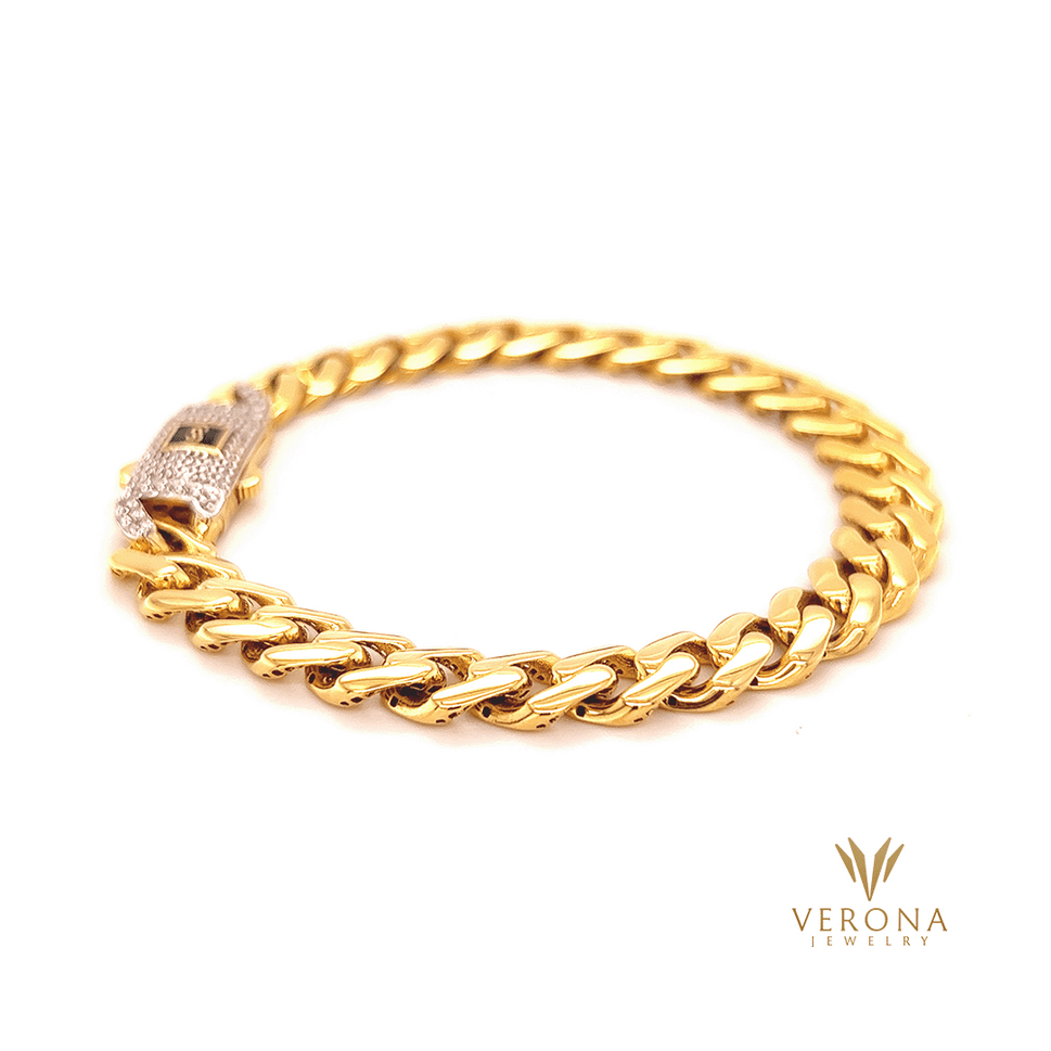 18Kt Gold Monaco CZ 5mm x 6.5inch Bracelet