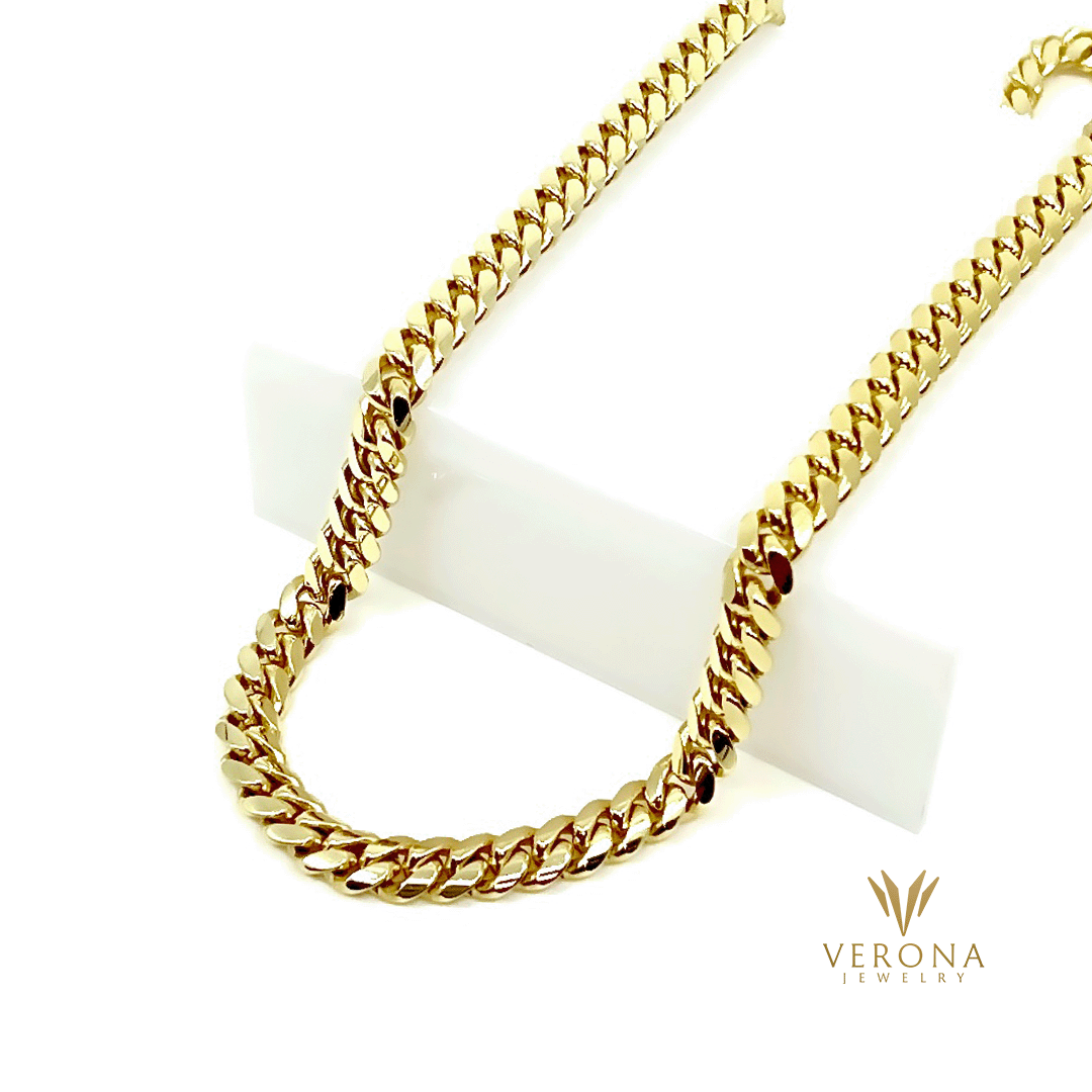 14Kt Gold Solid Cuban 8mm x 24inch Chain