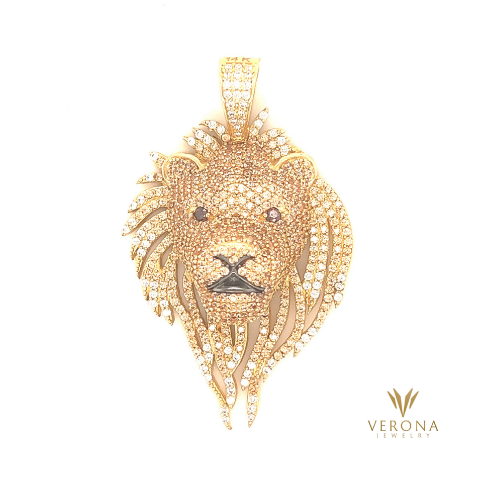 14Kt Gold Lion CZ Pendant