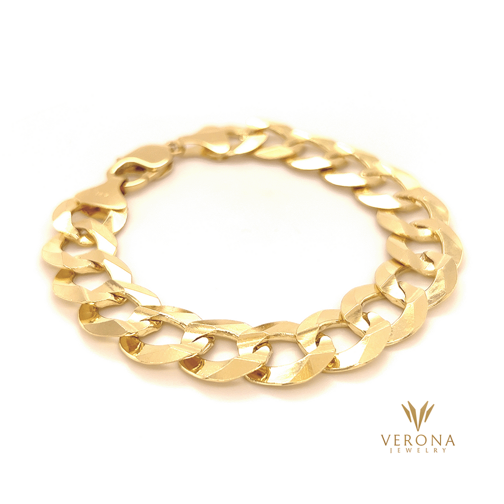 Verona Jewelers Men's Solid Miami Cuban Link Chain Bracelet